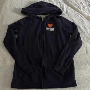 VS PINK Vintage NFL Chicago Bears Embellished Zip-Up Navy Blue Hoodie Medium